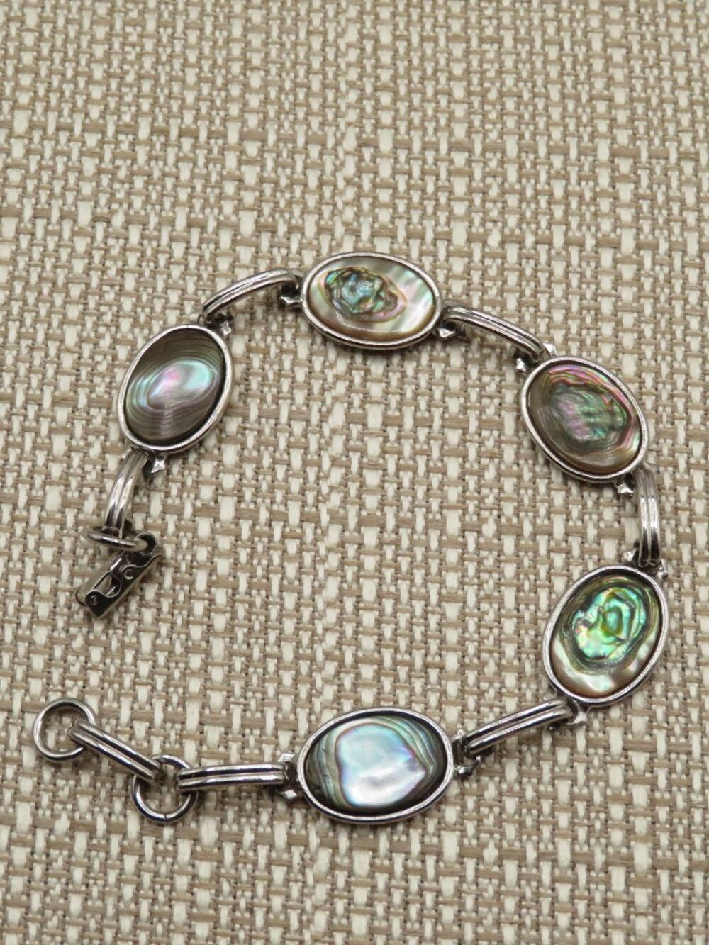 Vintage Hoffman Abalone Silver Tone Bracelet